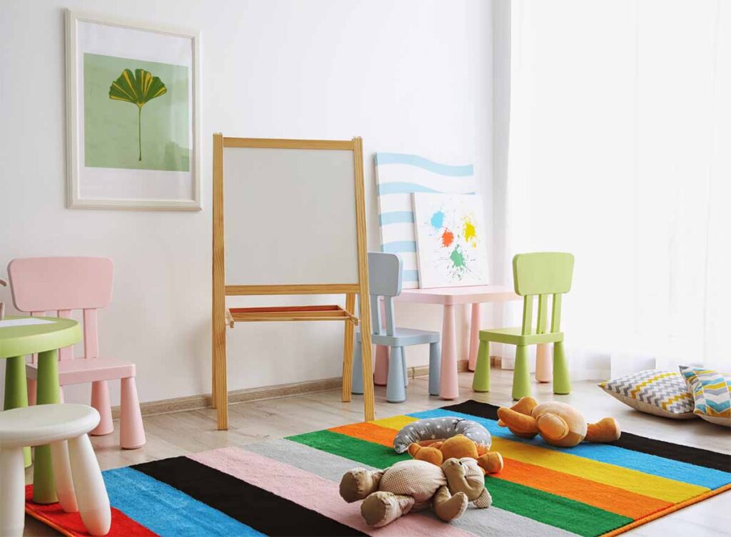 Child's playroom with colorful furniture
